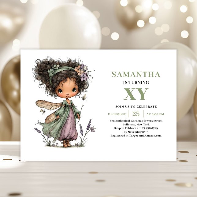 Magisk Sagoflicka 3-års Födelsedag Pastellgrön Inbjudningar (Magical Fairy Girl 3rd Birthday Pastel Green Invitation)