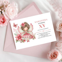 Magisk Sagoflicka Födelsedags Blush Rosa Inbjudan