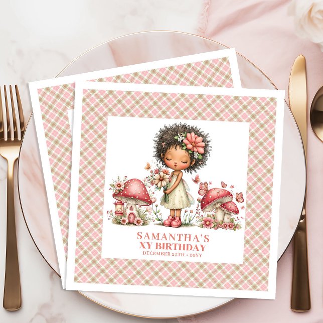 Magisk Sagofödselainbjudan Whimsical Trädgård Pappersservett (Magical Fairy Birthday Invitation Whimsical Garden Party)