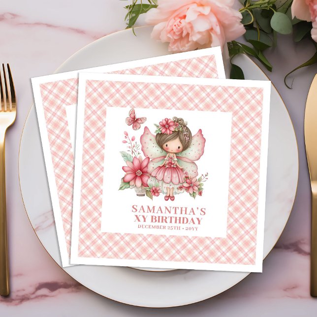 Magisk Sagoprinsessa Födelsedags Rosé Rosa Servett (Magical Fairy Girl Birthday Blush Pink napkins)