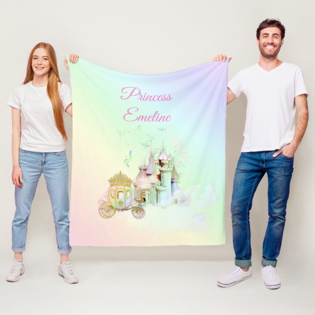 Magisk Sagorosa Regnbågsslottets Prinsessvagn Fleecefilt (På plats)