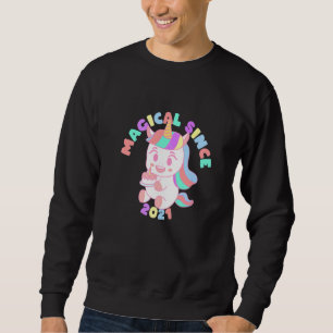 Magisk sedan 2021 Unicorn 1 Birthday Lång Ärmad Tröja
