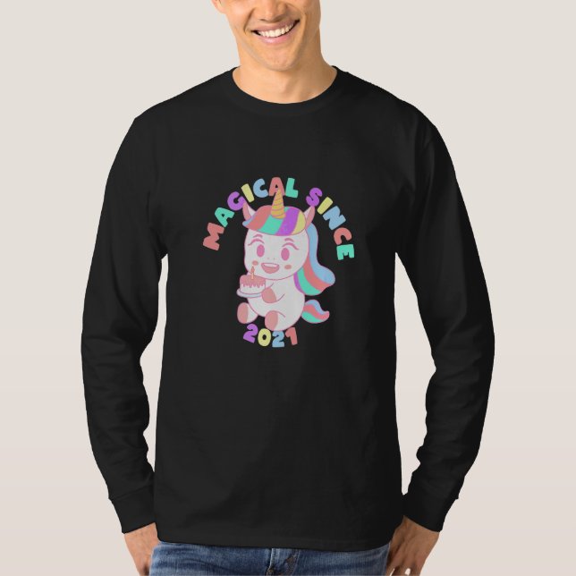 Magisk sedan 2021 Unicorn 1 Birthday T Shirt (Framsida)