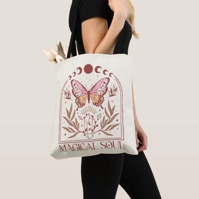 Magisk Själ Boho Fjäril Ljus Gul Halloween Tygkasse (Närbild)