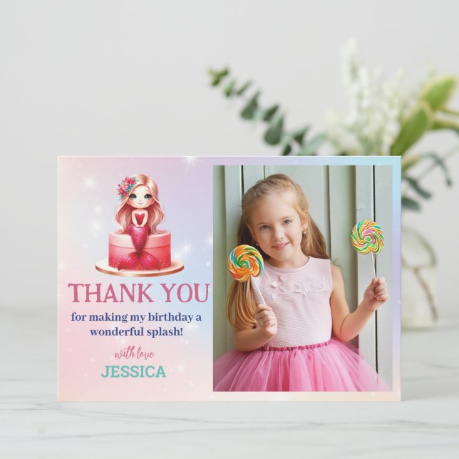 Magisk Sjöjungfru 5:e födelsedag under Havsfoto Inbjudningar (Stående Fram)