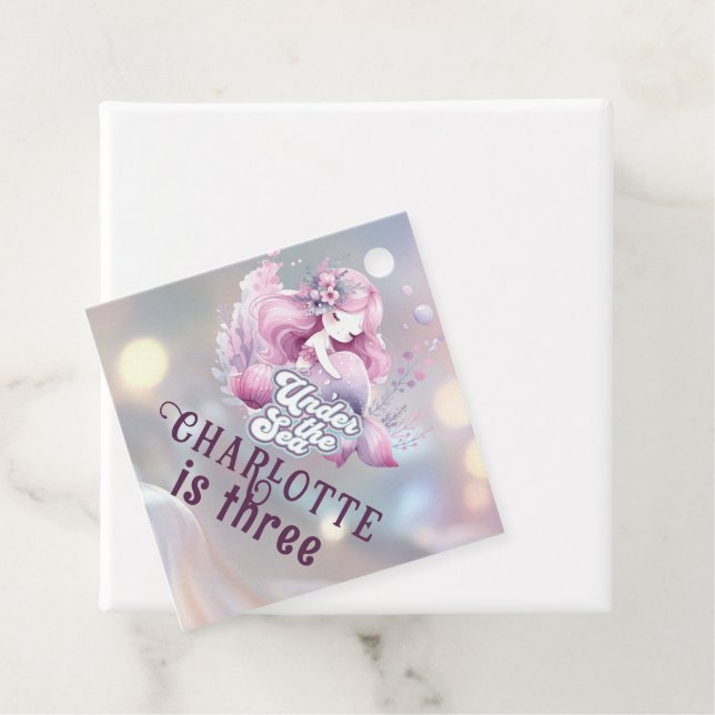 Magisk Sjöjungfru Barns Födelsedagsfest Gåvor Etiketter (På plats)