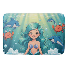 Magisk Sjöjungfru Bath Time med delfinkrabba Badrumsmatta