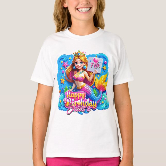Magisk Sjöjungfru Birthday Delight, födelsedagspre T Shirt (Framsida)