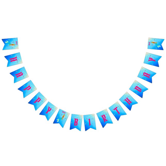 Magisk Sjöjungfru med Golden Hair Birthday Bunting Vimplar (Alla)