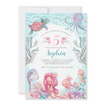 Magisk Sjöjungfru Party-födelsedagsinbjudan