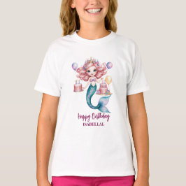 Magisk sjöjungfru regnbåge Birthday-flicka party T Shirt