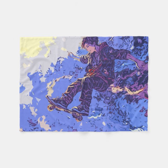 Magisk Skateboardtur - Skateboardåkare Fleecefilt (Framsidan (Horisontell))