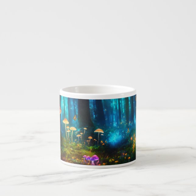 Magisk skog: Bioluminiscent svamp och smör Espressomugg (Framsidan)