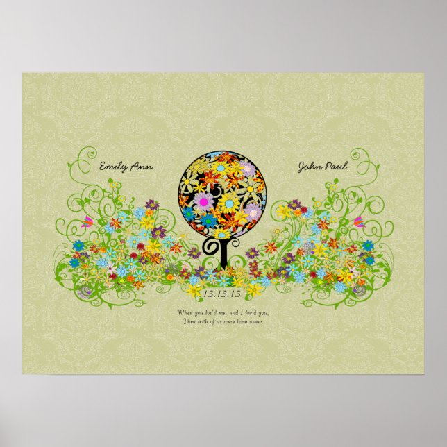 Magisk Skog Cirkeln av Kärlek Blommande Träd Bröll Poster (Framsidan)