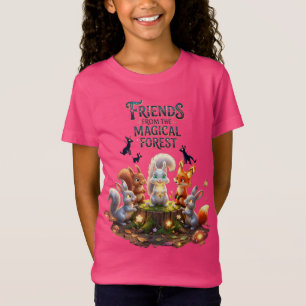 Magisk Skog för Barn Söta Djur T Shirt
