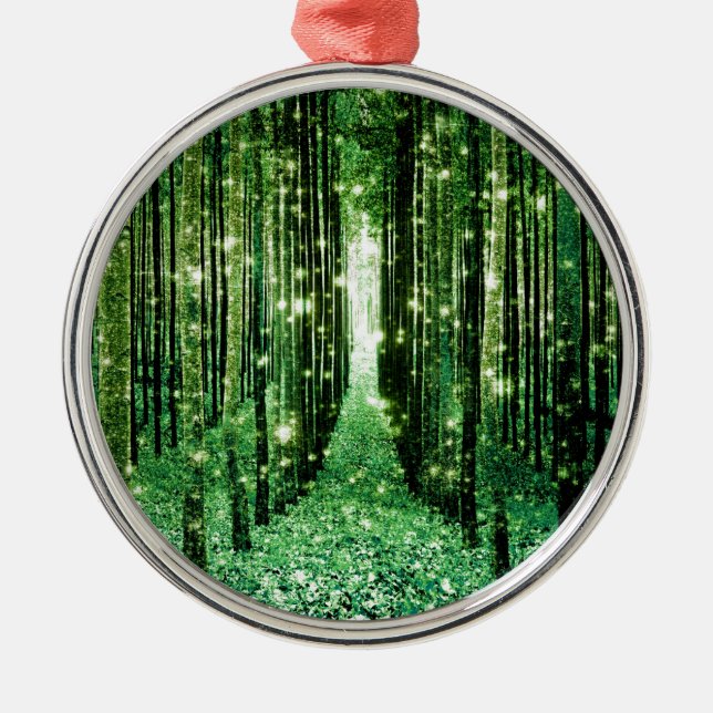 Magisk Skog Grön Mysterium Julgransprydnad Metall (Framsidan)