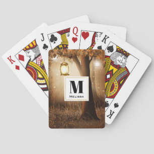 Magisk skog med Fairy Ljus Monogram Casinokort