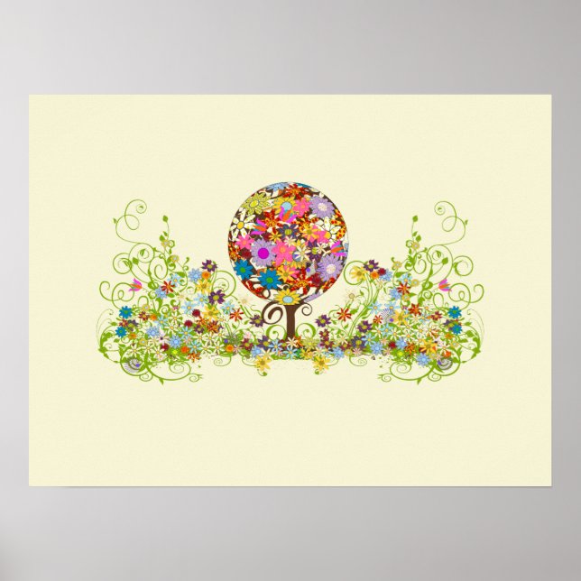 Magisk Skogscirkel av Kärlek Blomträd Bröllop Poster (Framsidan)