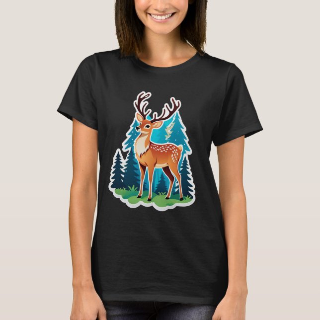 Magisk Skogsmark med Hjort T Shirt (Framsida)