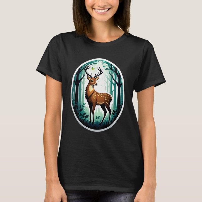 Magisk Skogsmark med Hjort T Shirt (Framsida)