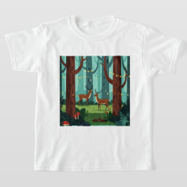 Magisk skogsscen med två renar t shirt