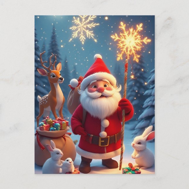 🎄 Magisk snöflinga med tomte ❄️ Vinter Vykort (Framsida)