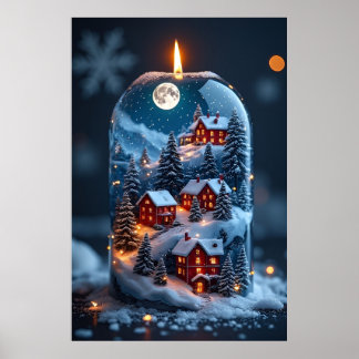 Magisk Snöglob Ljusstake – Mysig jul Poster
