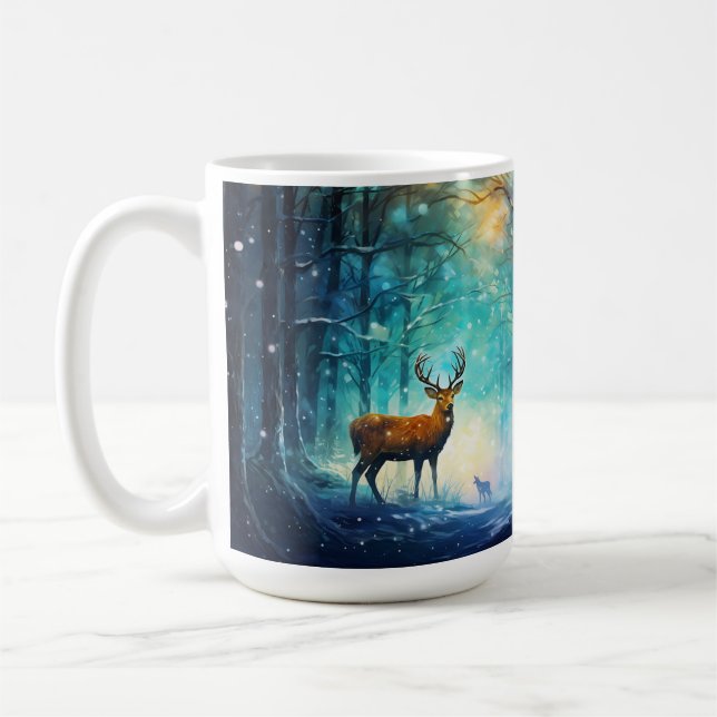 Magisk Snöig Skog Konst-82109 Kaffemugg (Vänster)