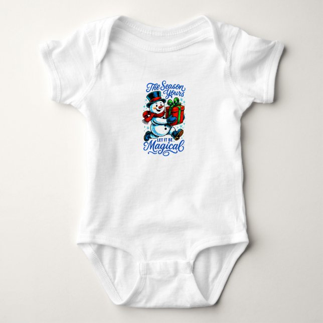 Magisk Snömannen Jul Söt Festlig T Shirt (Framsida)