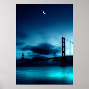 Magisk sommarnatt med Crescent och Bridge Poster