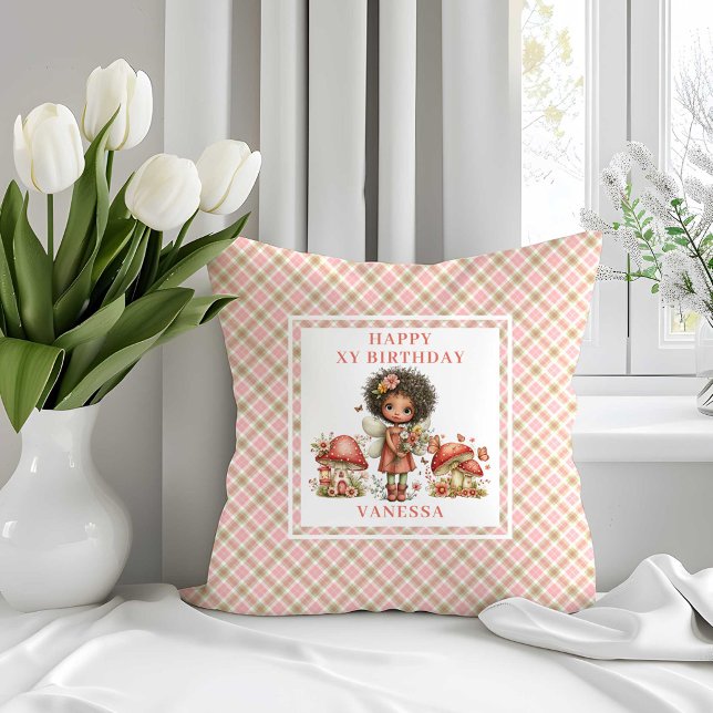 Magisk Söt Alva 7-års Födelsedag Kuddcover Kudde (Magical Cute Fairy 7th Birthday Throw Pillow)