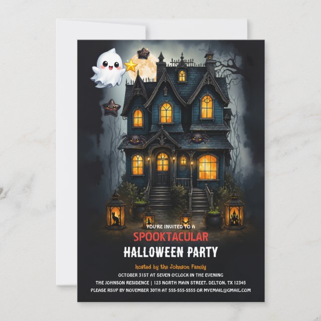 Magisk Spökhus Halloweenfest Inbjudan (Framsida)