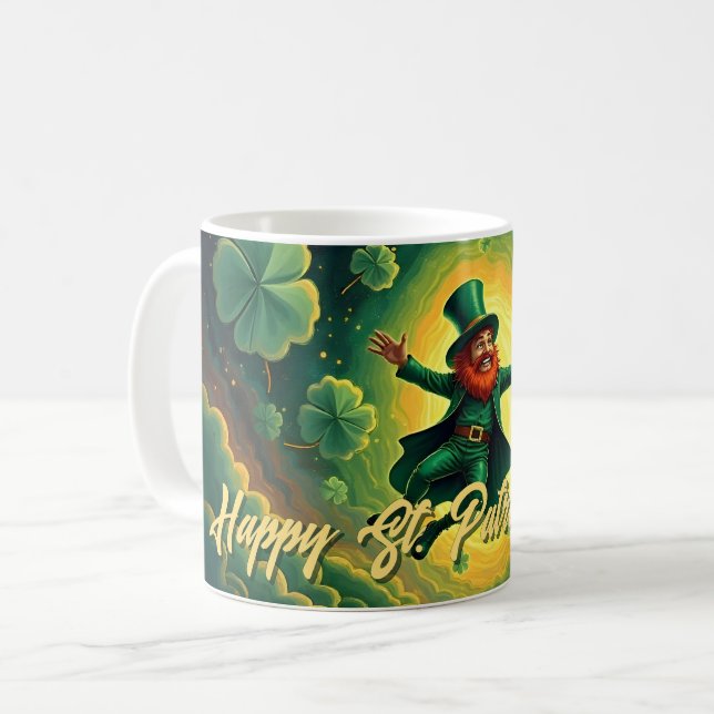 Magisk St. Patrick's Day- Leprechaun konst Kaffemugg (Framsida vänster)