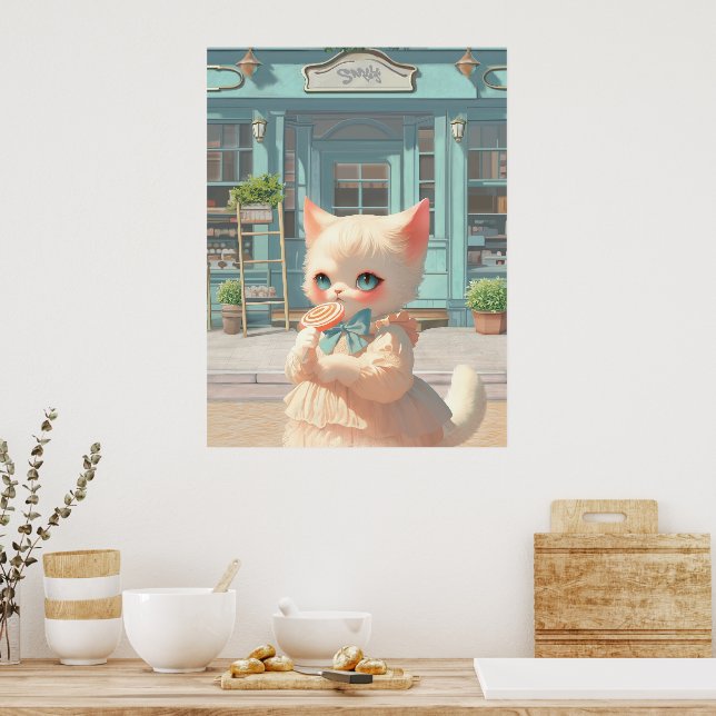 Magisk Suckers: Bao Bao Babykatt Söt Butik Poster (Kök)