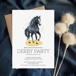 Magisk svart häst guld glitter Kentucky Derby Pa Inbjudningar