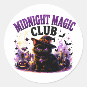 🐈‍⬛ Magisk Svart Katt Halloween Citat 🌙 Runt Klistermärke