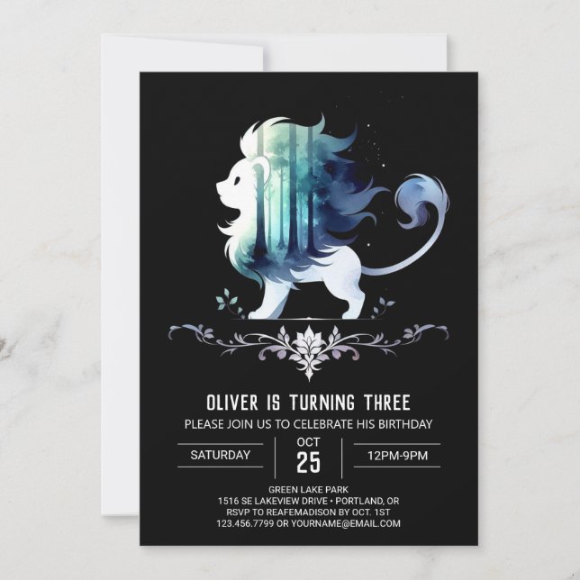 Magisk Sweet Lejon Birthday Inbjudningar (Framsida)