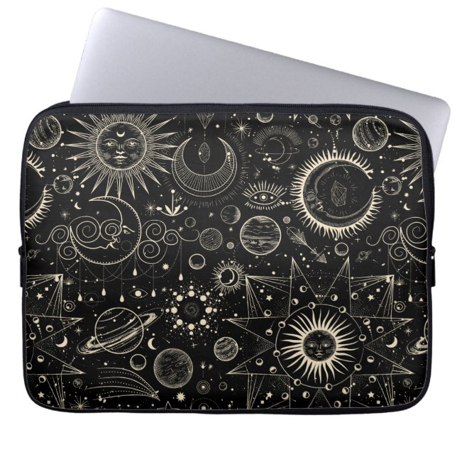 Magisk tarot astrology boho celestial mönster laptop fodral (Framsidan)