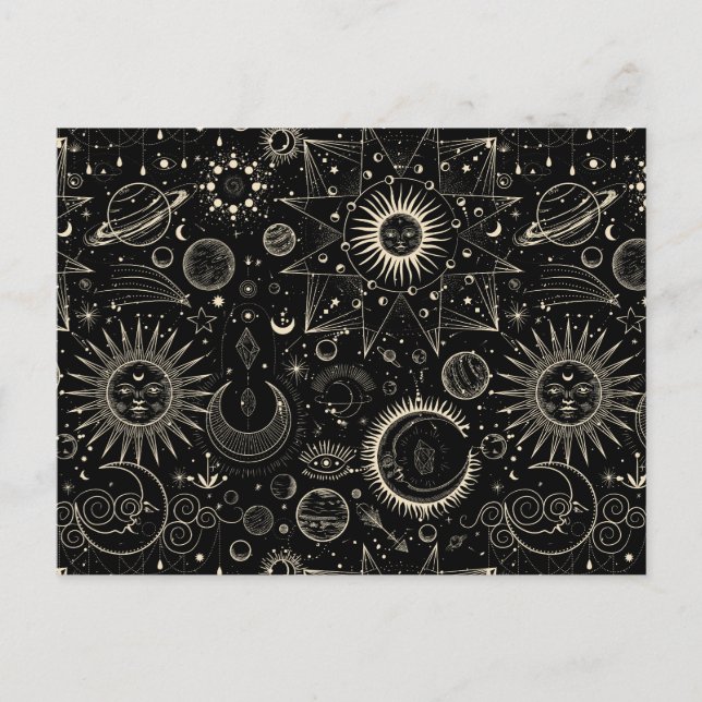 Magisk tarot astrology boho celestial vykort (Framsida)
