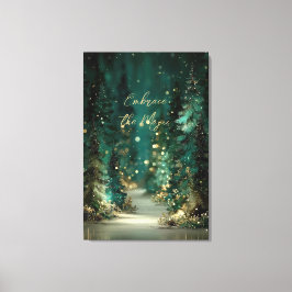 Magisk tealgrön skog guld bokeh canvastryck