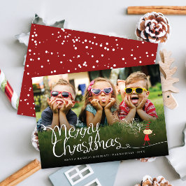 Magisk Tecknad Elf God jul Photo Helgdag Julkort