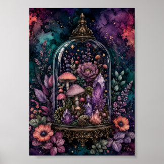 Magisk Terrarium Kristall och Svamp Whimsigoth Poster