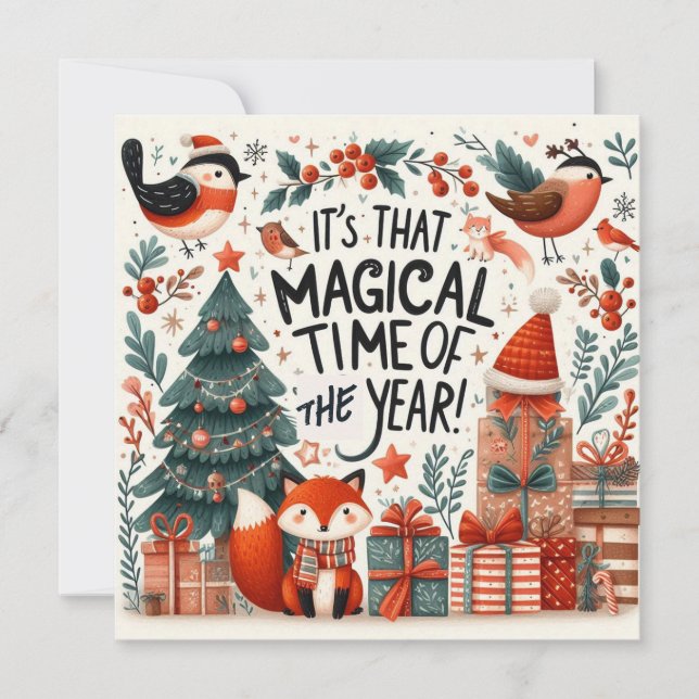 Magisk tid träd - julklappar julkort (Framsida)