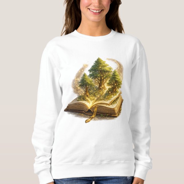 Magisk Träd Bok T-Shirt | Överflöd, Läsning  (Framsida)