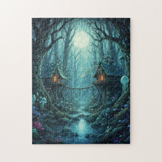 Magisk Trädgård By Fantasi Skog Pussel (Vertikal)