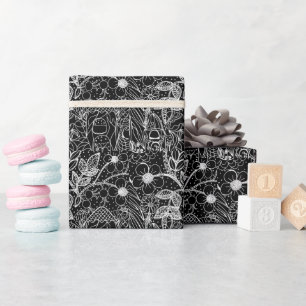 Magisk Trädgård Nyckfullt Bläck Mönster Inpackning Presentpapper