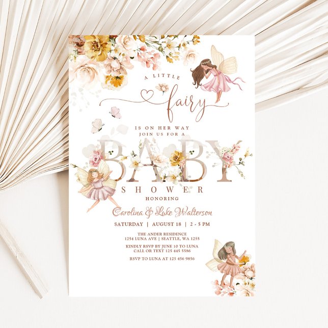 Magisk Trädgårdsblomma Fe Baby Shower Inbjudningar (Skapare uppladdad)