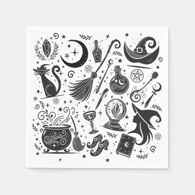 Magisk trollkvinna Whimsical Wiccan Pagan fest Pappersservett (Framsidan)