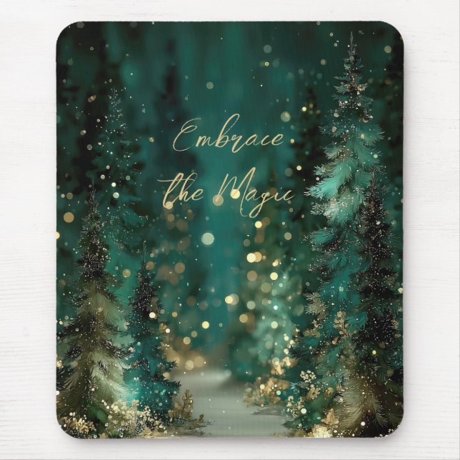 Magisk turkos grön skog guld bokeh musmatta (Framsidan)
