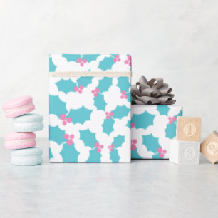Magisk turkos & Rosa Mistletoe White Seamless Presentpapper